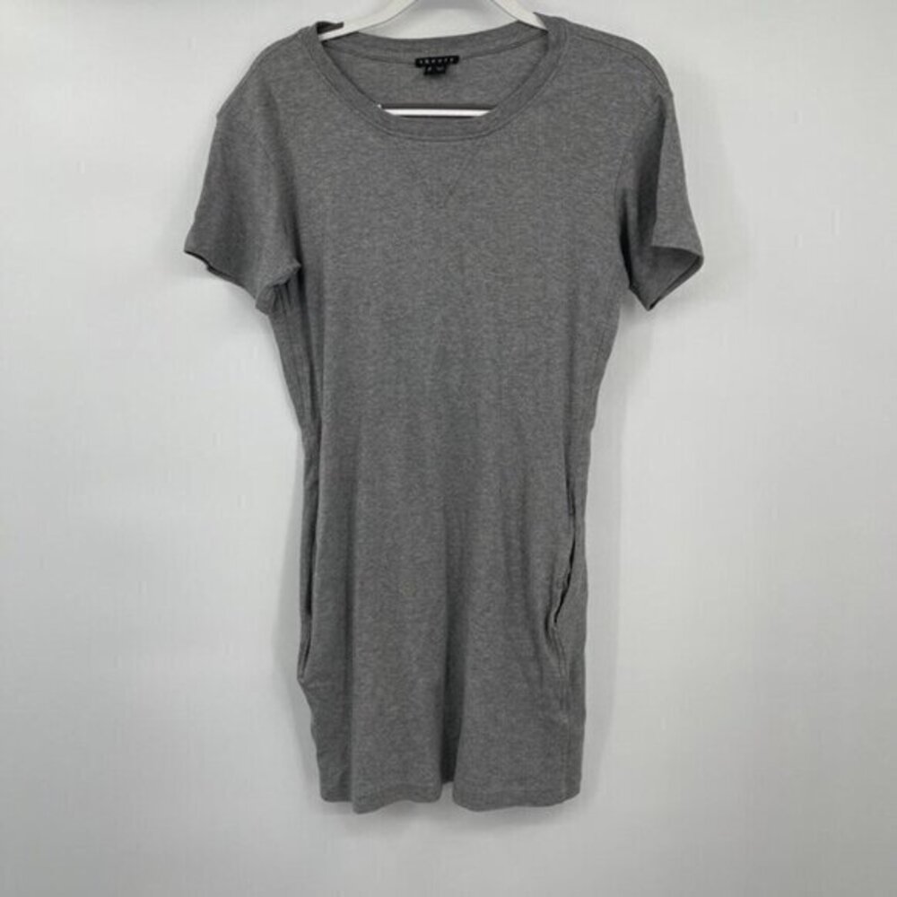 Theory Womens Dress Small Gray Short Sleeves Pockets Casual Knit Stretchy